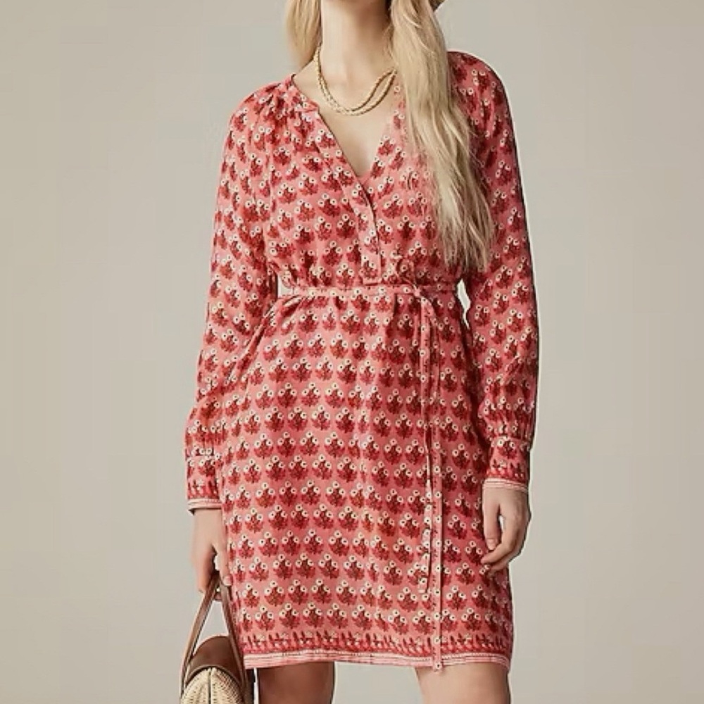 J. Crew Cabana Mini Dress Block Print Ramie